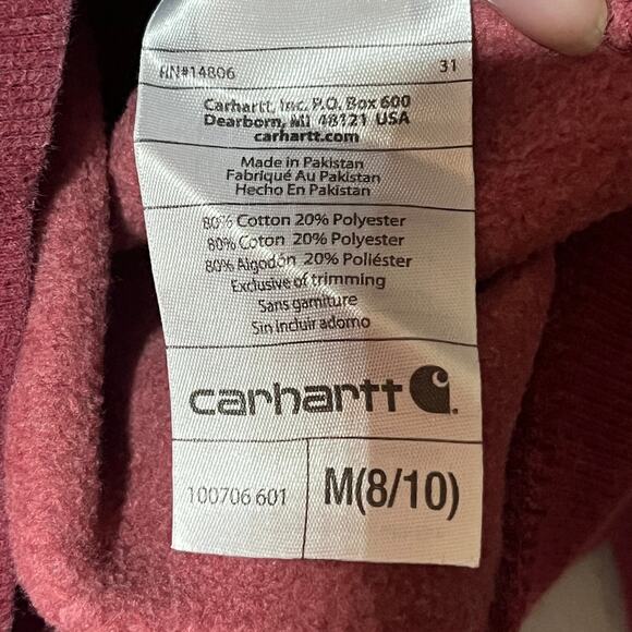 Carhartt Jacket Terra Cotta Pink Mock Neck Zip Sweat Comfy Casual Fall Knit M - Picture 9 of 10